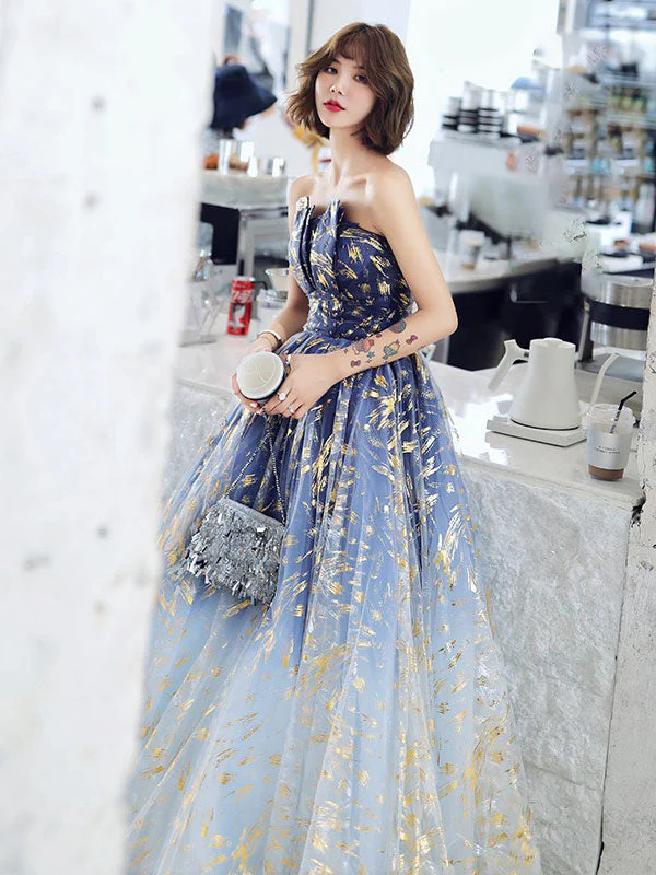 Charming Evening Dress A-Line Strapless Matte Satin Floor-Length Pleated Sequined evening dress - Image 5