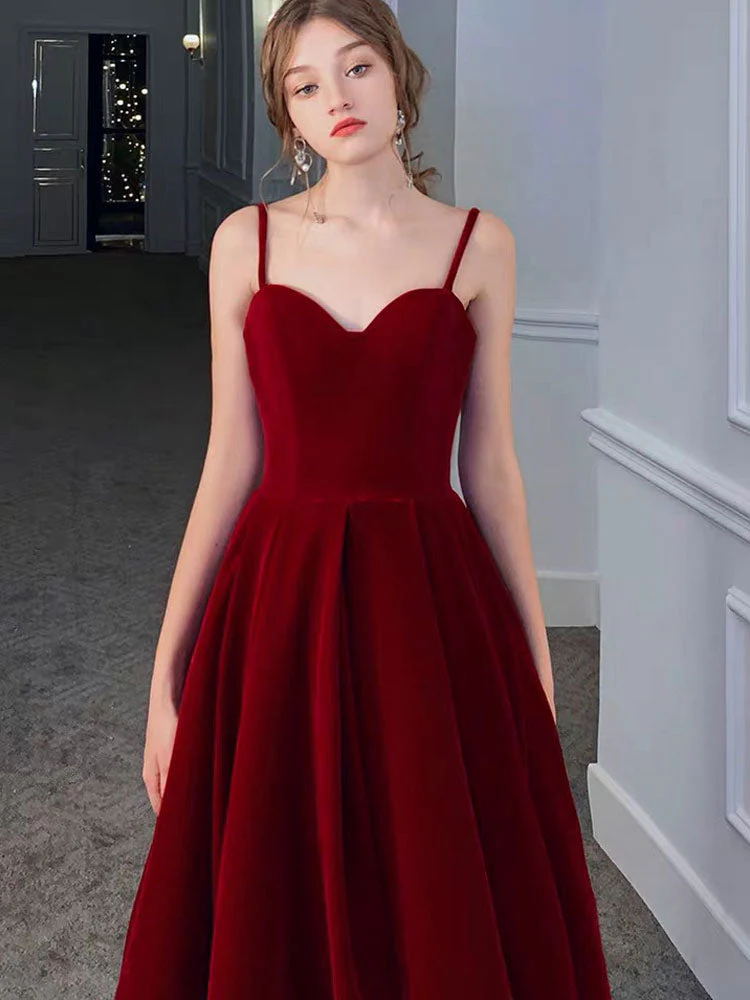 Stunning Evening Dress A Line Sweetheart Neck Velour Floor Length Pockets Formal Party Dresses - Image 4