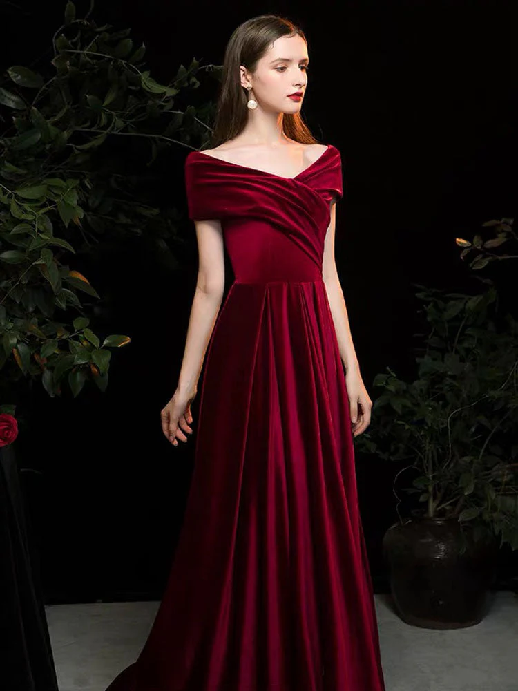Modern Evening Dress A Line V Neck Matte Satin Floor Length Pleated Social Party Dresses - Image 3