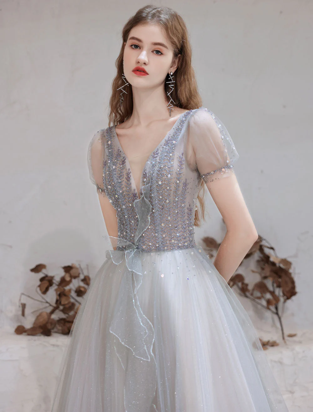 Stunning Evening Dress Light Grey A Line Bateau Neck Floor Length Social Party Dresses Pageant Dress - Image 10