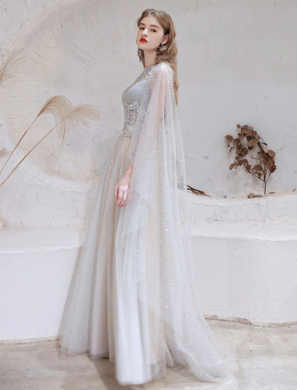 Amazing Evening Dress Light Grey A Line Jewel Neck Floor Length Sleeveless Zipper Social Party Dresses Pageant Dress - Image 2