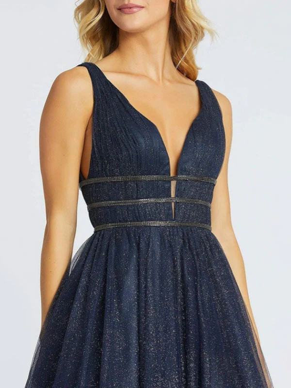 Glamorous Evening Dress Princess Silhouette V-Neck Sleeveless Backless Sequins Tulle Social Party Dresses - Image 3