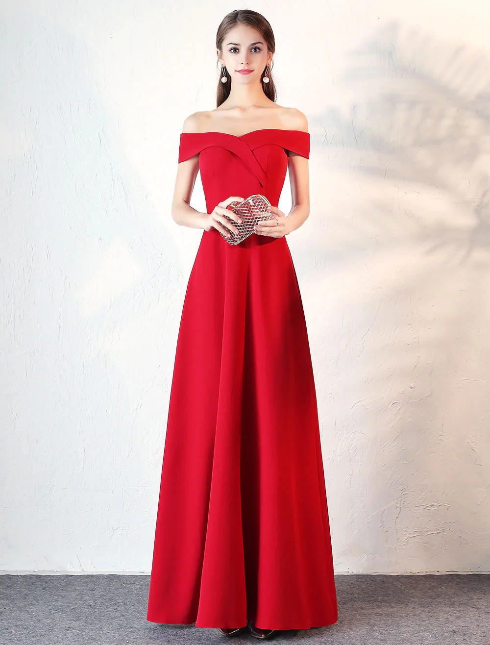 Stunning Evening Dresses Burgundy Off The Shoulder evening dress Satin Floor Length Formal Party Dress wedding guest dress - Image 3