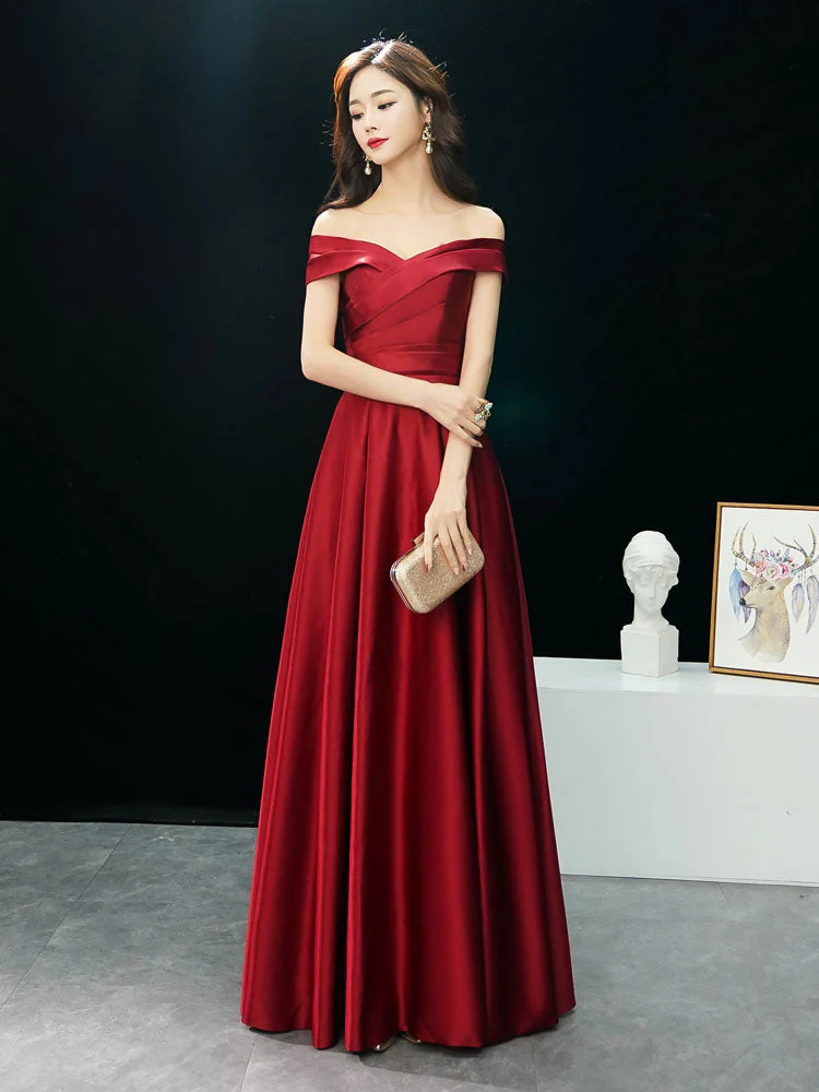Glamorous Evening Dresses Off The Shoulder evening dress Long Satin Maxi Dresses - Image 11