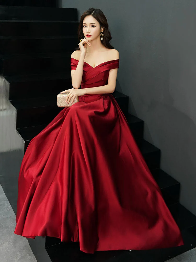 Glamorous Evening Dresses Off The Shoulder evening dress Long Satin Maxi Dresses - Image 12