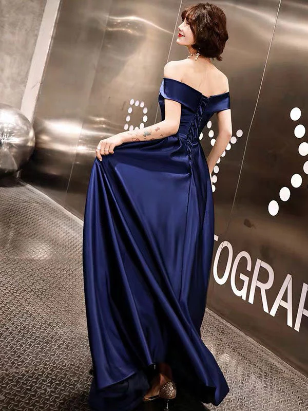 Glamorous Evening Dresses Off The Shoulder evening dress Long Satin Maxi Dresses - Image 4