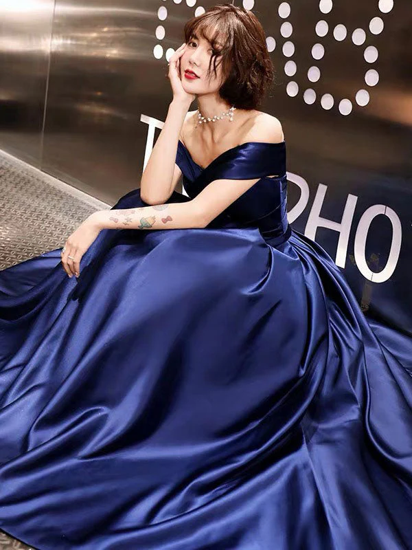 Glamorous Evening Dresses Off The Shoulder evening dress Long Satin Maxi Dresses - Image 5