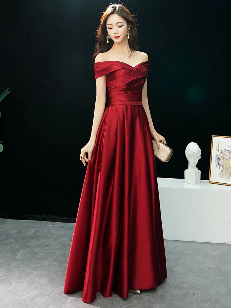 Glamorous Evening Dresses Off The Shoulder evening dress Long Satin Maxi Dresses - Image 6