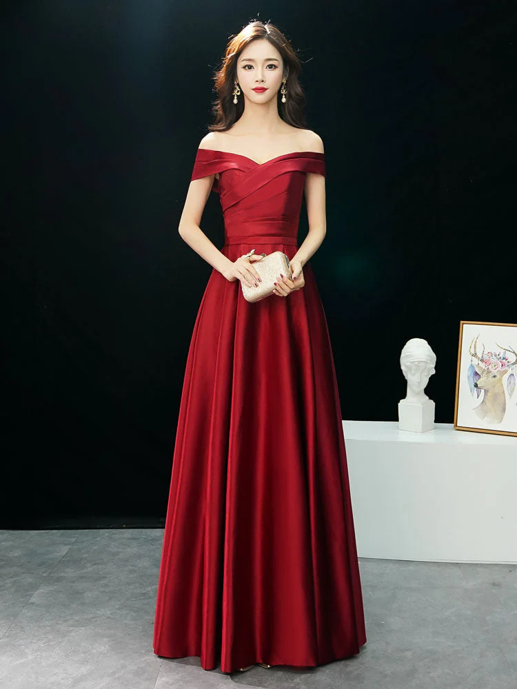 Glamorous Evening Dresses Off The Shoulder evening dress Long Satin Maxi Dresses - Image 7