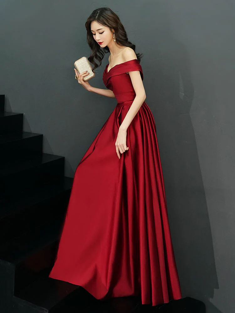 Glamorous Evening Dresses Off The Shoulder evening dress Long Satin Maxi Dresses - Image 9
