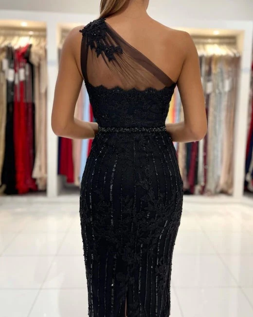 Beautiful Black Short Prom Dress Lace Appliques Online - Image 2