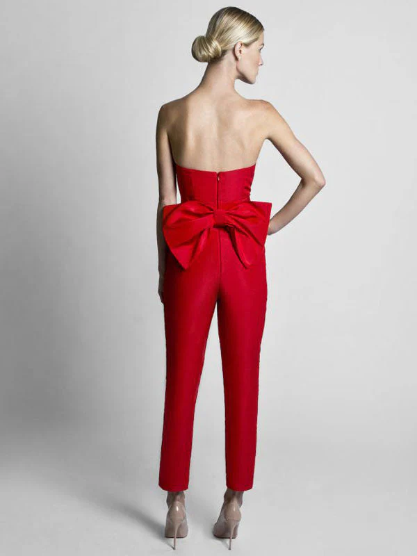 Gorgeous Evening Jumpsuit Ball Gown Sweetheart Neck Ankle Length Sleeveless Zipper Sash Satin Fabric Social Party Jumpsuit - Image 2
