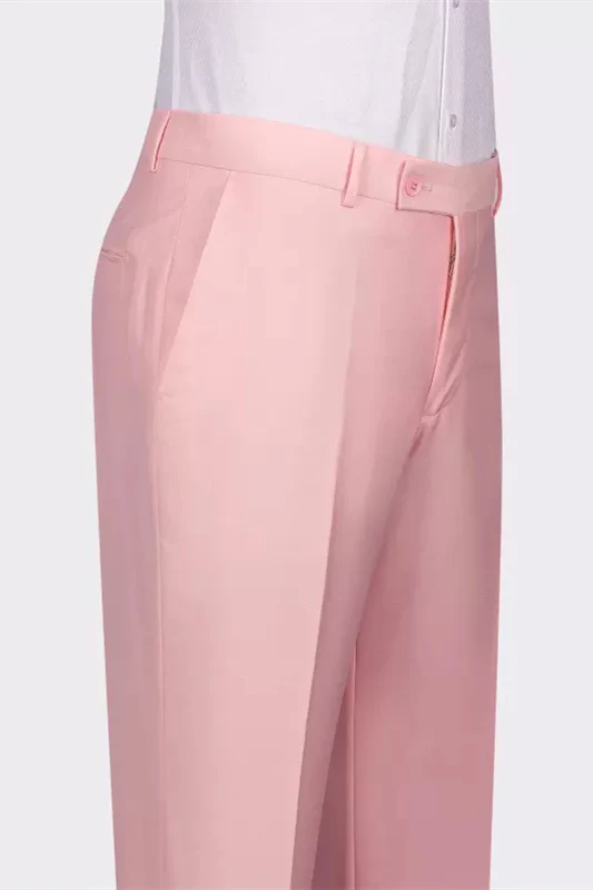 Fancy Pink Shawl Lapel Double-Breasted Wedding Suit - Image 3
