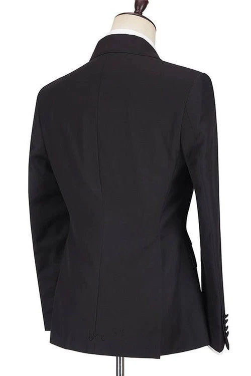 Fashion Black Peaked Lapel Slim Fit Men Marriage Suits - Image 2