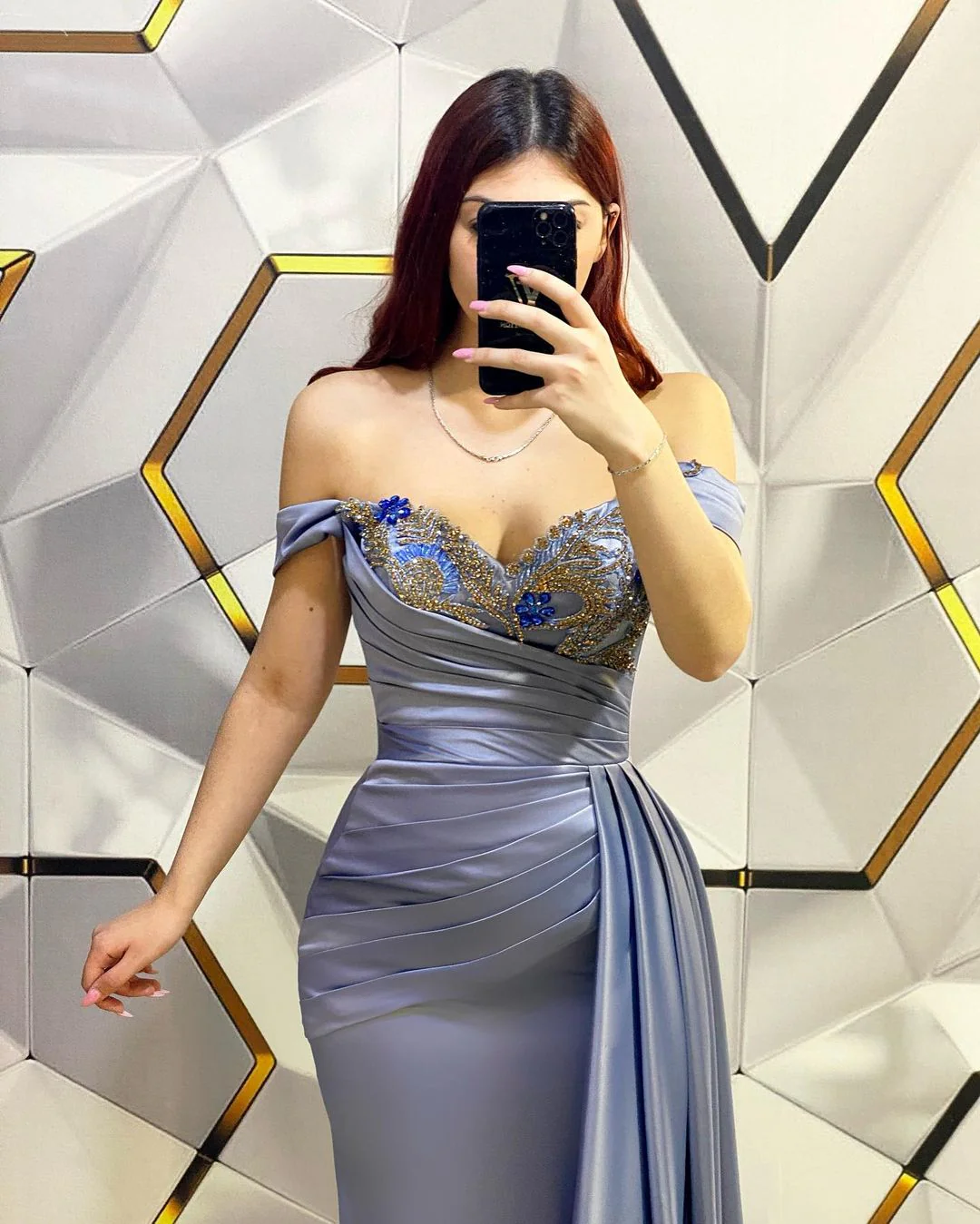 Glamorous Long Mermaid Off-the-shoulder Sequined Evening Prom Dresses With Ruffles - Image 2