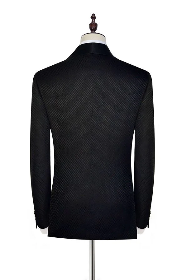 Fashion Small Check Pattern Jacquard Wedding Suits for Groom Black Mens Marriage Suits - Image 2
