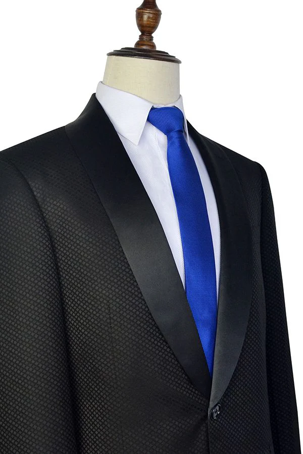 Fashion Small Check Pattern Jacquard Wedding Suits for Groom Black Mens Marriage Suits - Image 4
