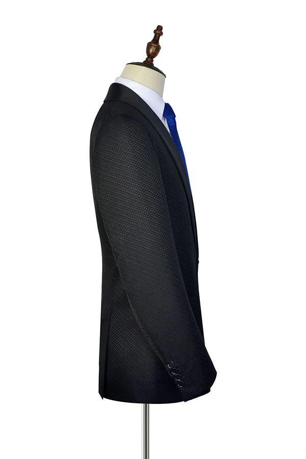Fashion Small Check Pattern Jacquard Wedding Suits for Groom Black Mens Marriage Suits - Image 5