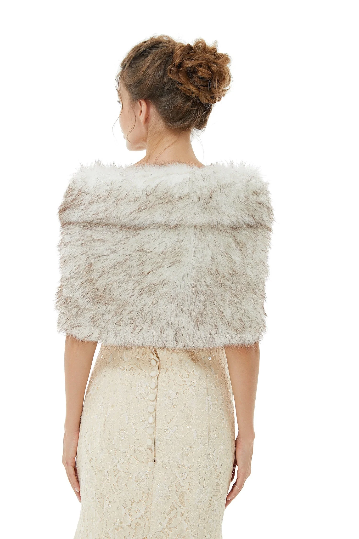 Faux Fur Jacket Women White Wrap Shawl Winter Cover Ups - Image 3