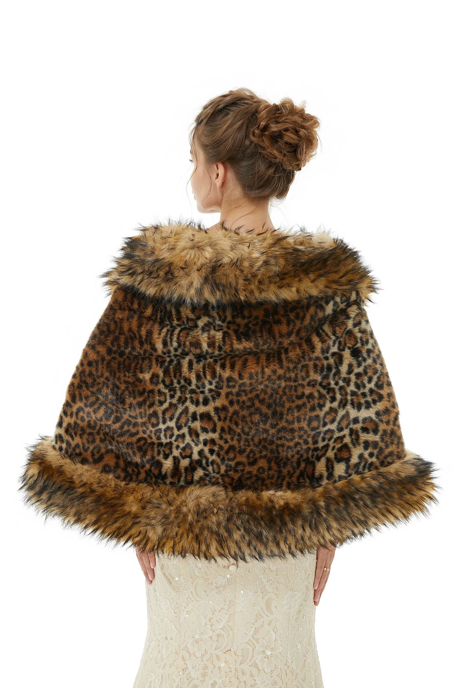 Faux Fur Stole Wedding Angora Bridal Leopard Winter Wrap - Image 3