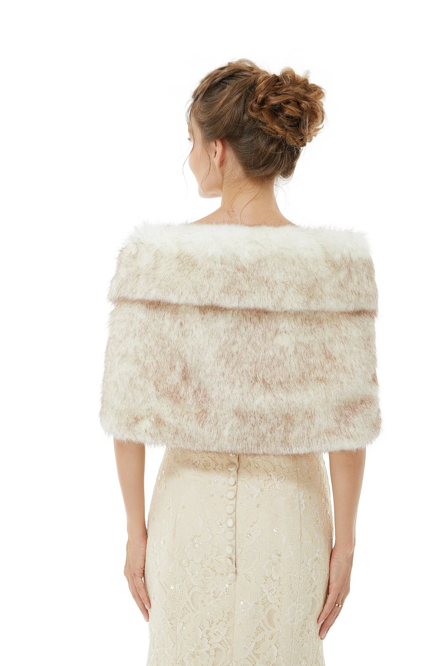 Faux Fur Wrap Women Faux Fur Shawl Wedding Wraps - Image 3