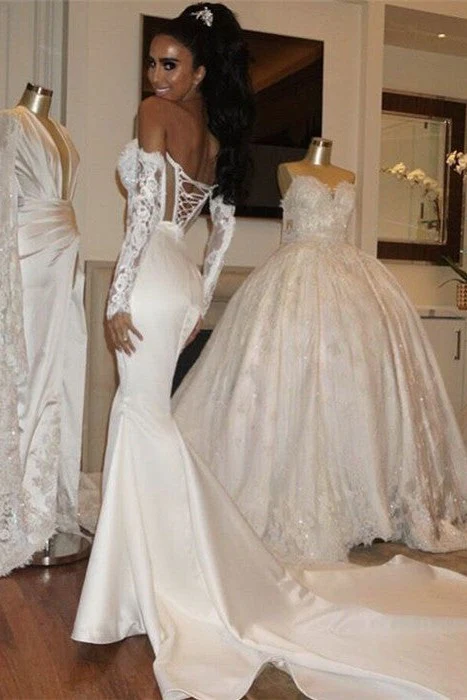 Fit and Flare Satin Classic Wedding Dresses Wholesale Sweetheart Lace Up Bridal Gowns - Image 2