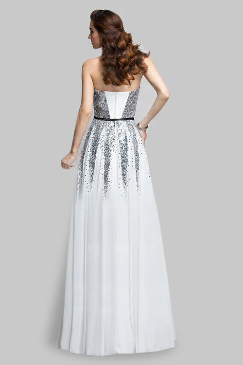 Floor Length A-line sweetheart sequined sleeveless mother's dress - Image 2