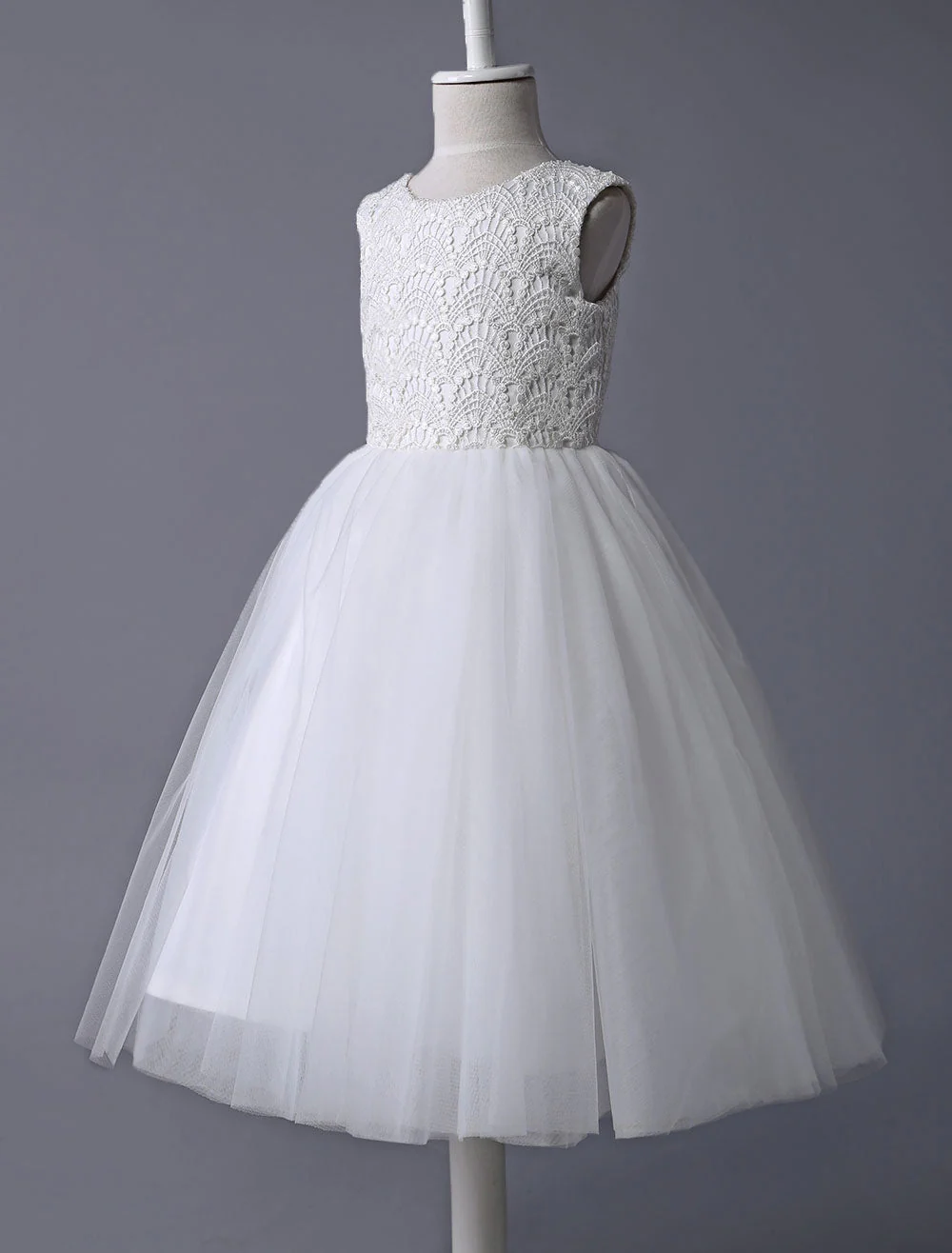 flower girl dress Ivory Lace Tulle Tutu First Communion Dresses Dress Sleeveless Short Kids Dinner Party Dress - Image 2