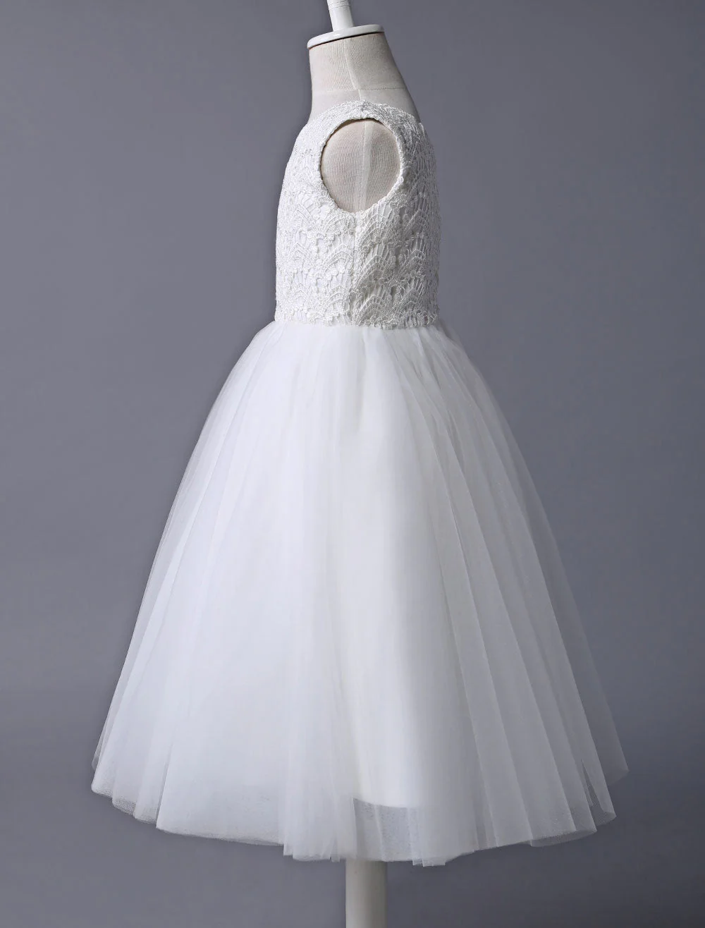 flower girl dress Ivory Lace Tulle Tutu First Communion Dresses Dress Sleeveless Short Kids Dinner Party Dress - Image 3