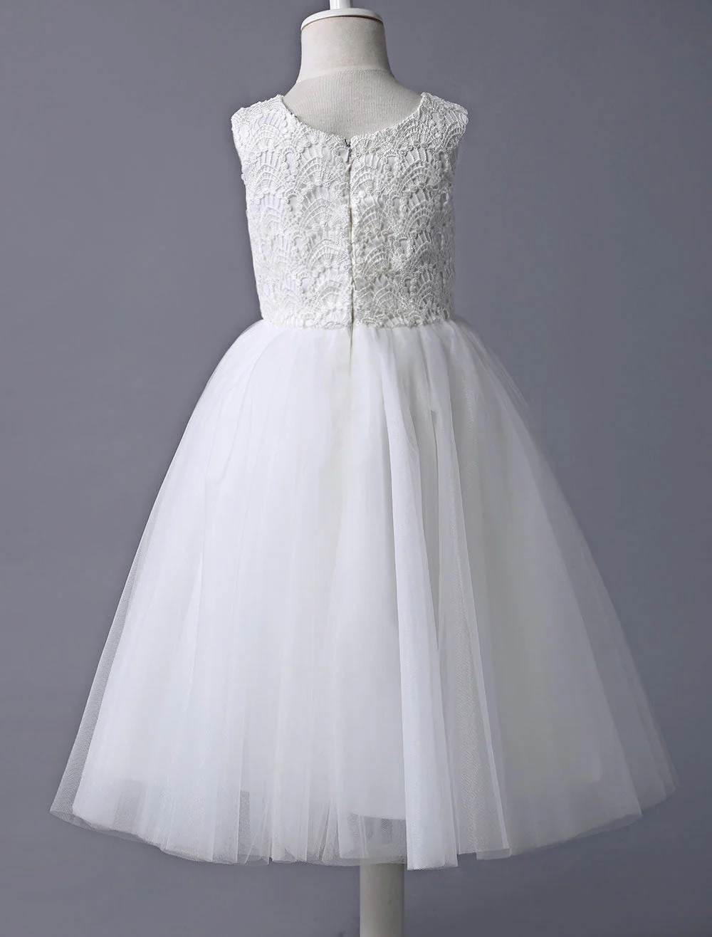 flower girl dress Ivory Lace Tulle Tutu First Communion Dresses Dress Sleeveless Short Kids Dinner Party Dress - Image 4