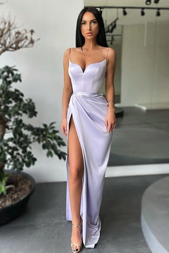 Forest green Spaghetti-Straps High-split Long Prom Dress - Image 2