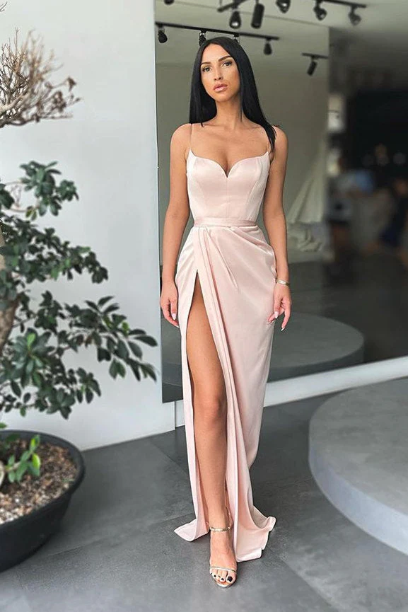 Forest green Spaghetti-Straps High-split Long Prom Dress - Image 6