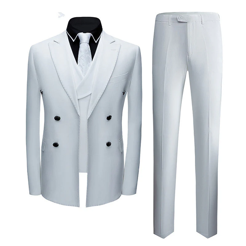 Formal White Business Men Suits with Three Pieces Peak Lapel Suit Online - Image 2