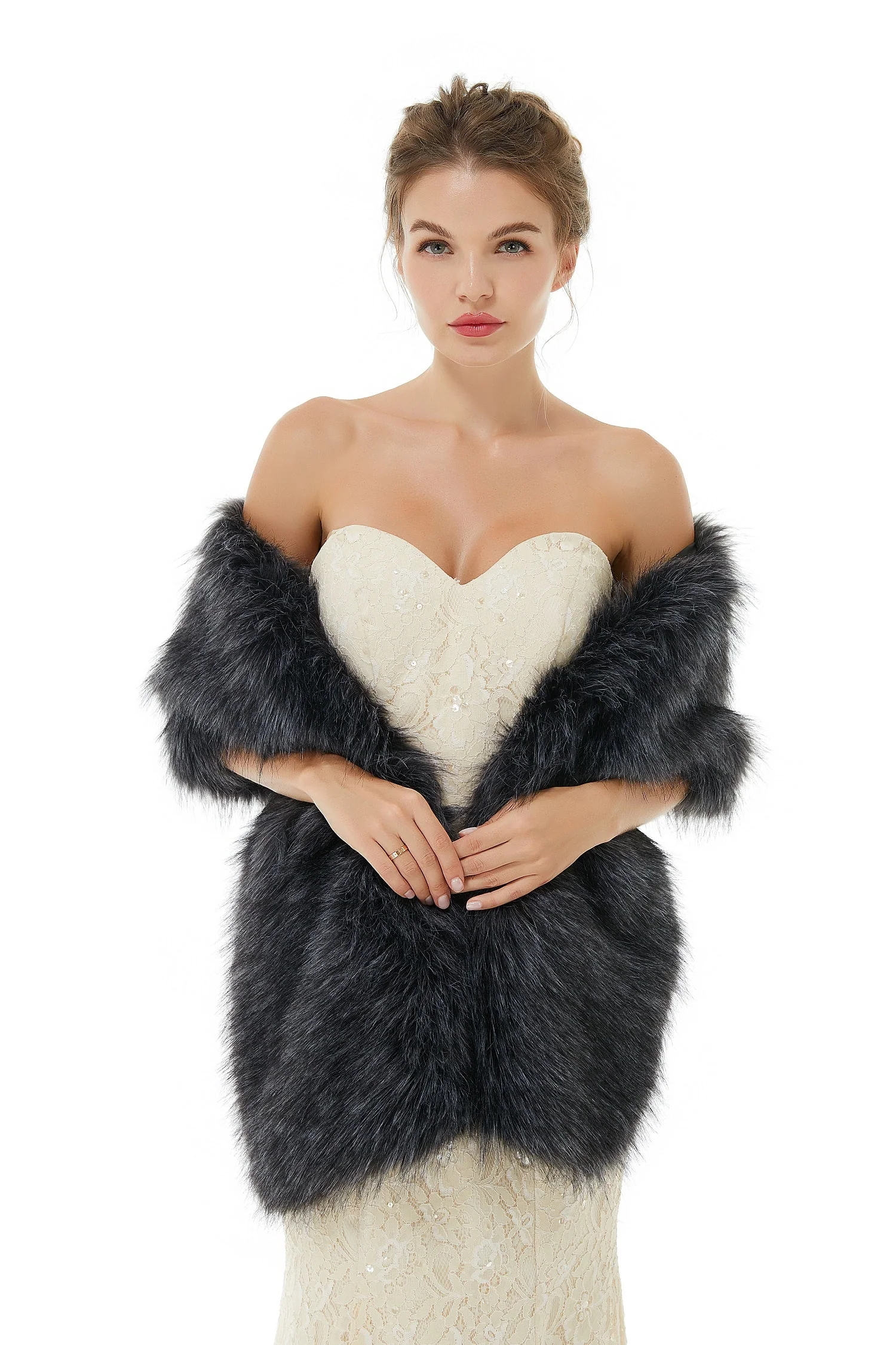 Gabriella - Winter Faux Fur Wedding Wrap - Image 4