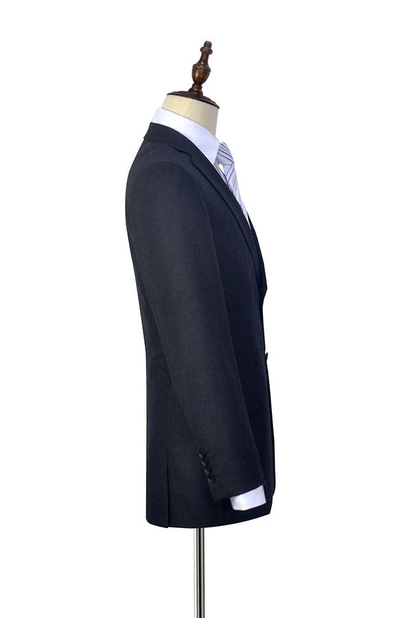 Gentle Black Tweed Notch Lapel Two Buttons Mens Suits for Formal - Image 4