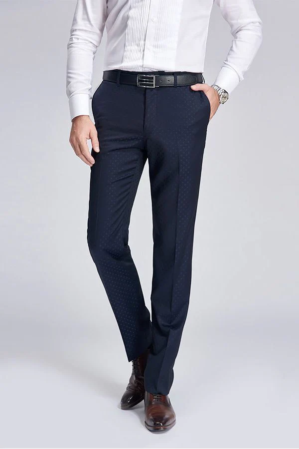 Gentle Blue Dots Shawl Lapel Wedding Tuxedos Dark Navy Wedding Suits for Men - Image 6
