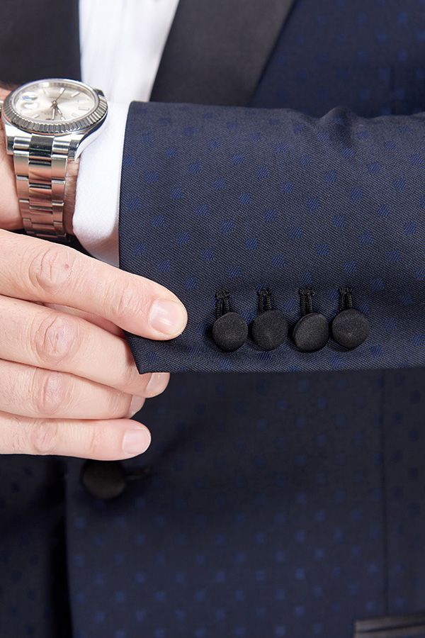 Gentle Blue Dots Shawl Lapel Wedding Tuxedos Dark Navy Wedding Suits for Men - Image 9