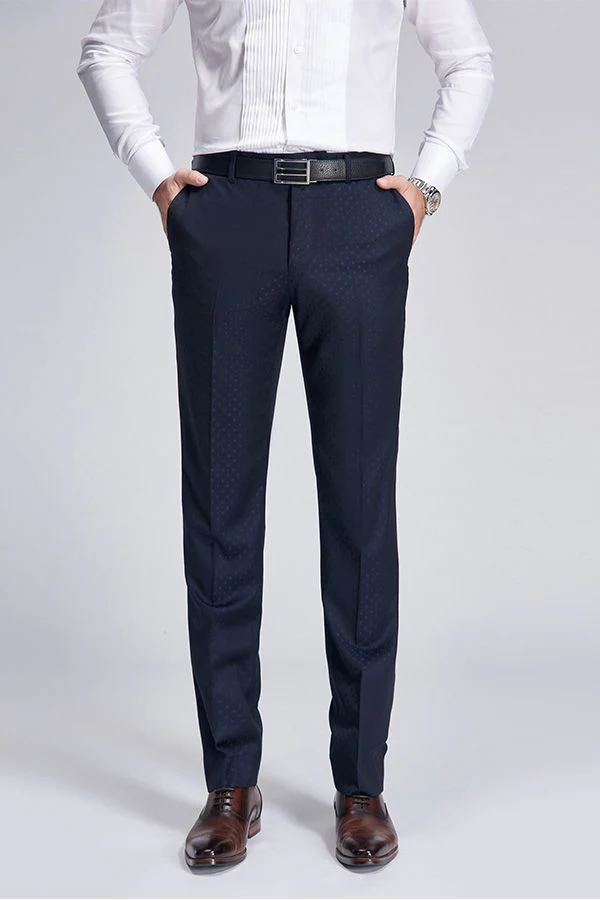 Chic  Blue Dots Shawl Lapel Wedding Tuxedos Dark Navy Wedding Suits for Men - Image 5