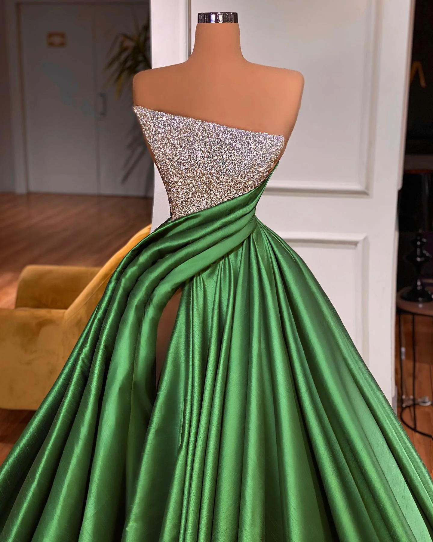 Fabulous Long A-line Strapless Split Front Sleeveless Prom Dress - Image 2