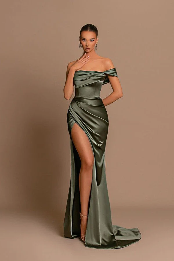 Glamorous Off-the-Shoulder Prom Dress Mermaid Long With Split - Image 5