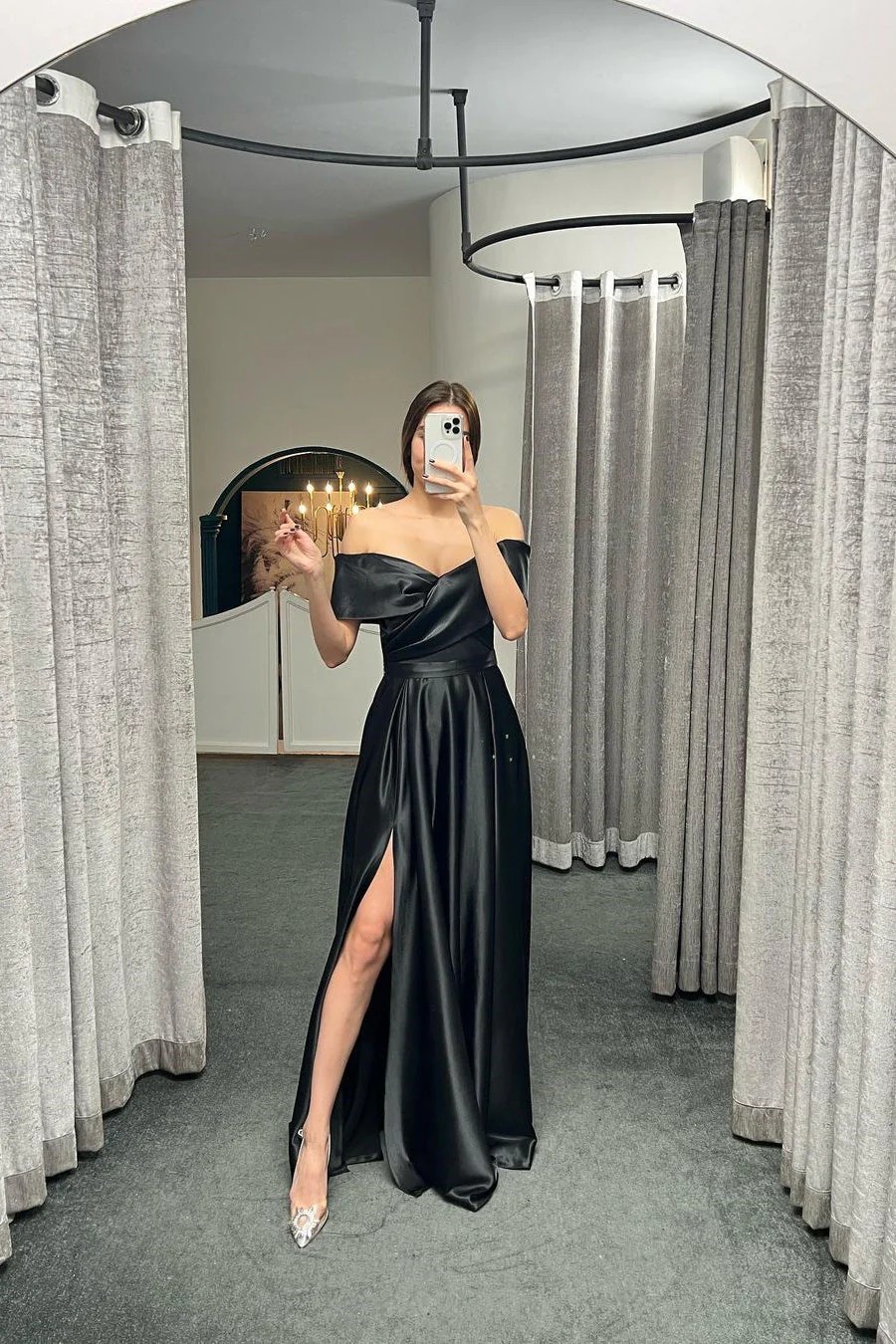 Glamorous Off The Shoulder Prom Dress With Split Ruffles A-Line Evening Gowns - Image 3