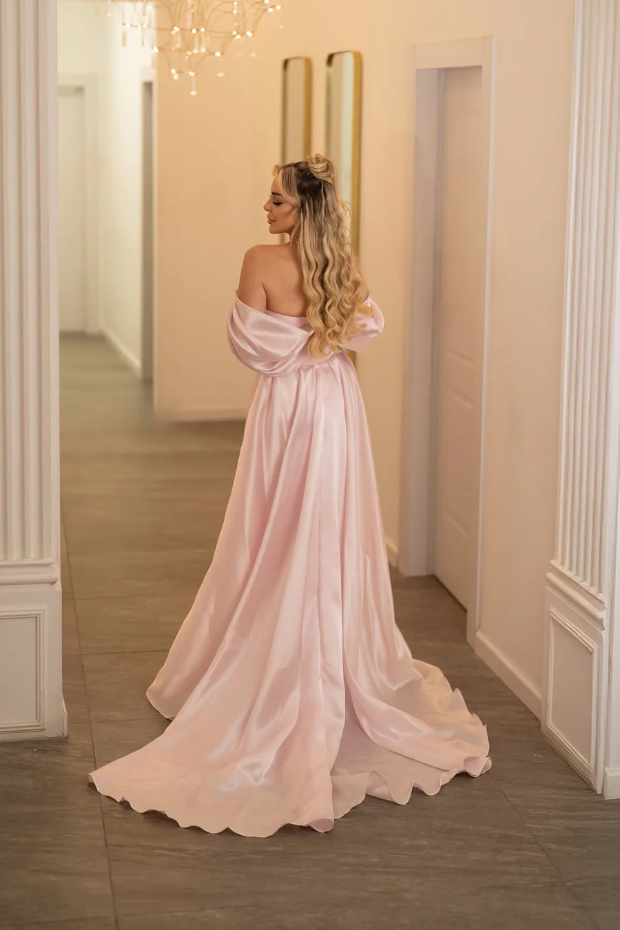Glamorous Pink Off-The-Shoulder Mermaid Prom Dresses Sheath Gem With Zipper - Image 2