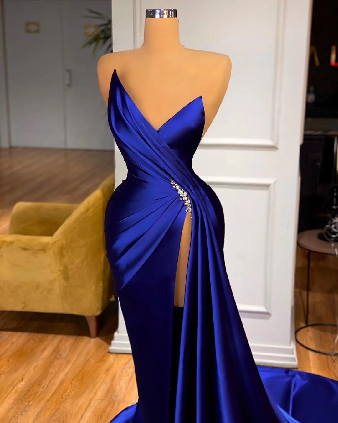 Glamorous Royal Blue Sweetheart Prom Dress Mermaid Long Evening Gowns With Split - Image 2
