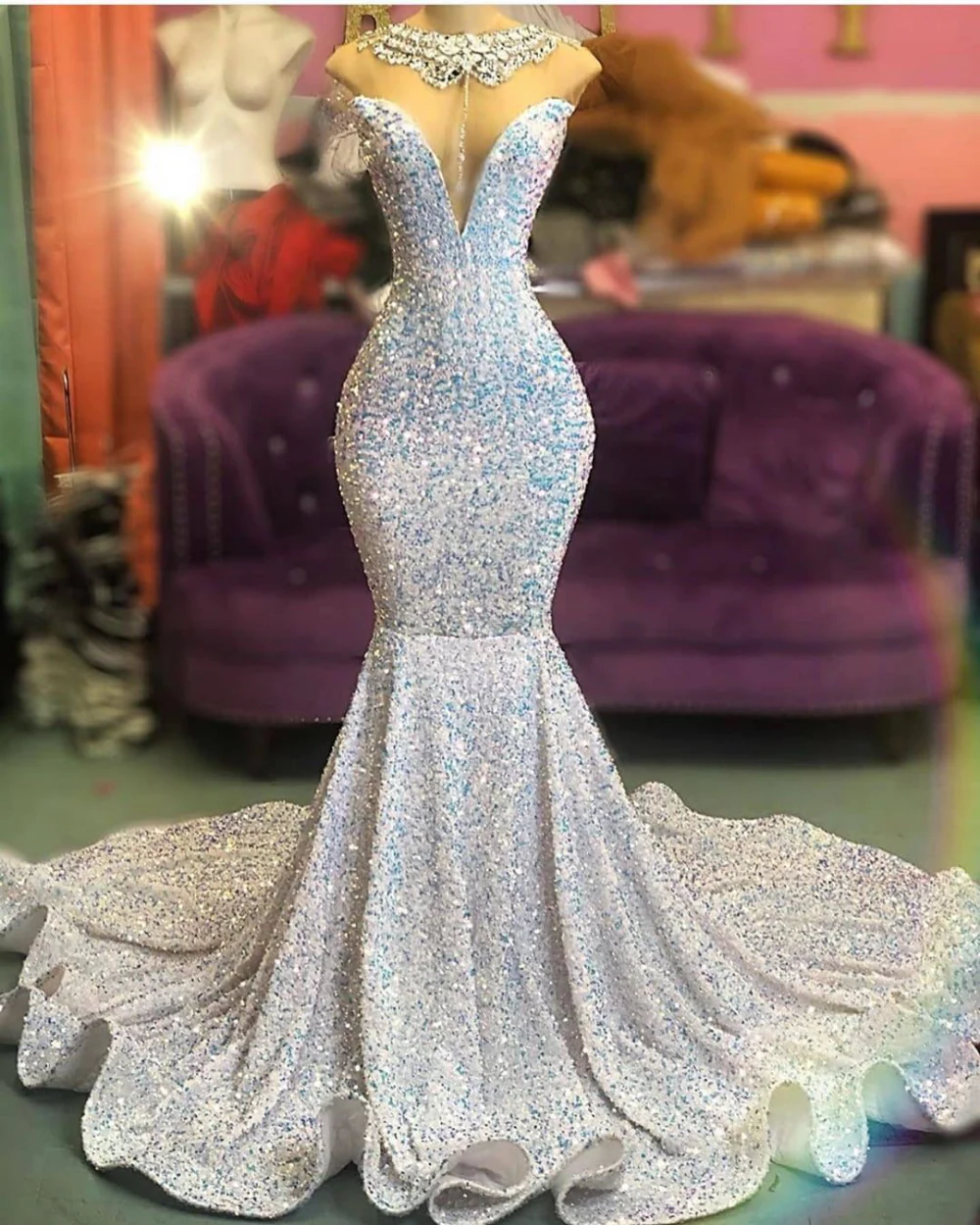 Glamorous Sequins Mermaid Long Evening Prom Dress Online - Image 2