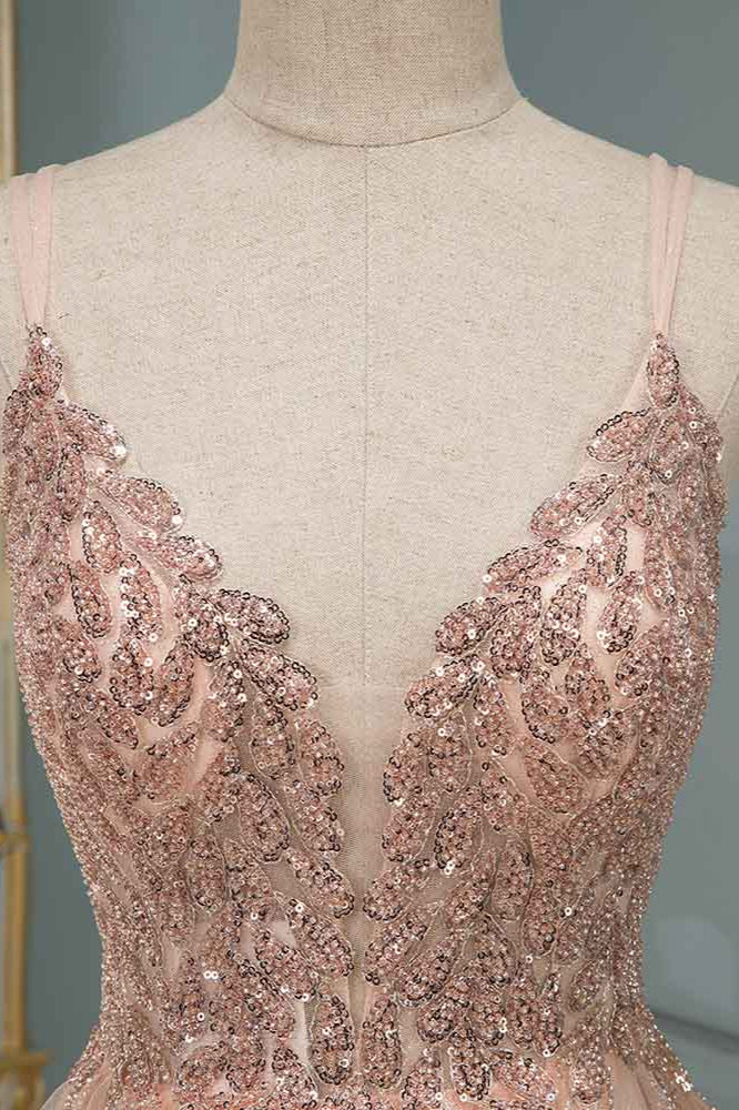 Glamorous Sequins V-Neck Long Evening Prom Dress Floor Length - Image 2