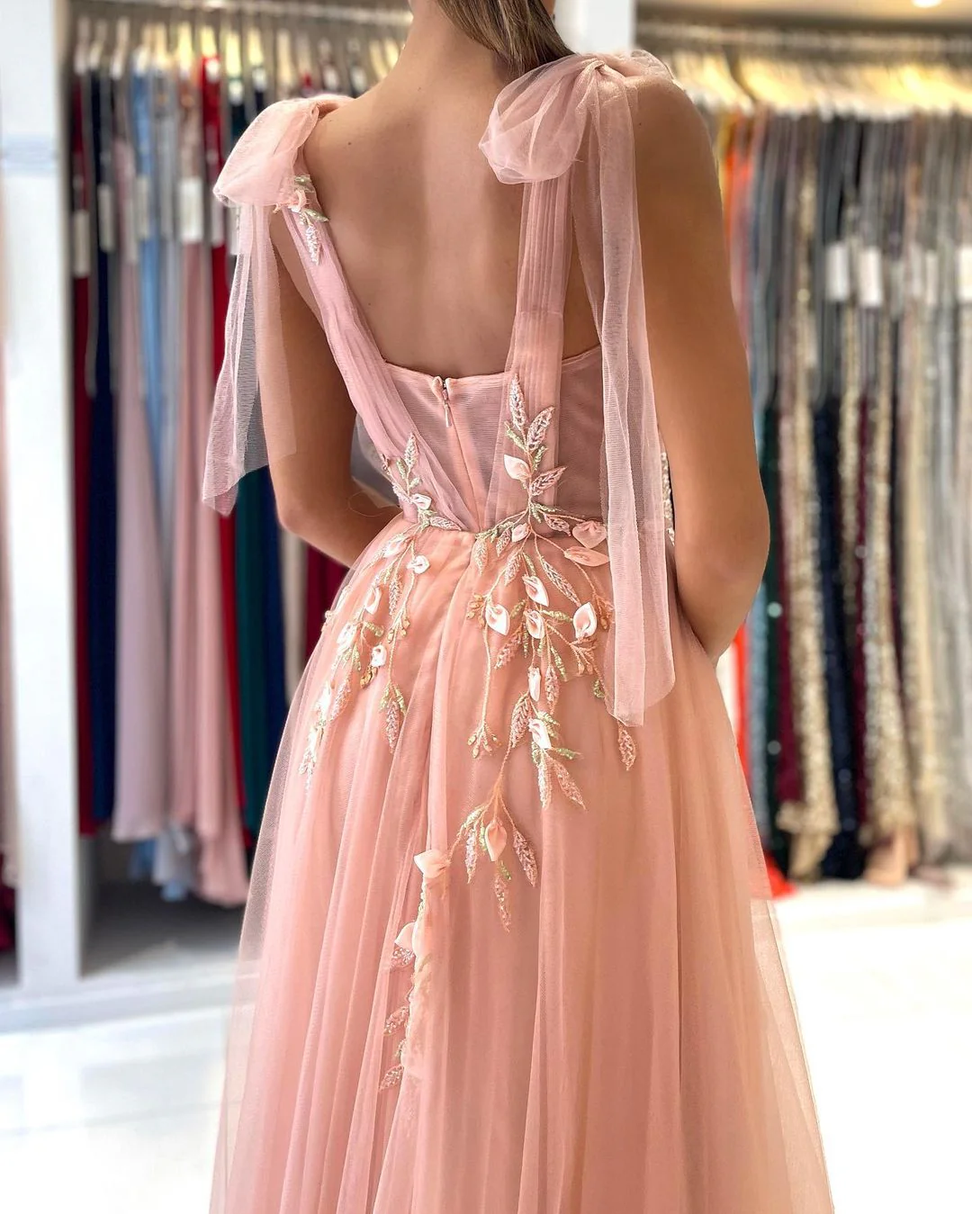 Glamorous Sweetheart Straps Tulle Evening Dress Long With Split - Image 5