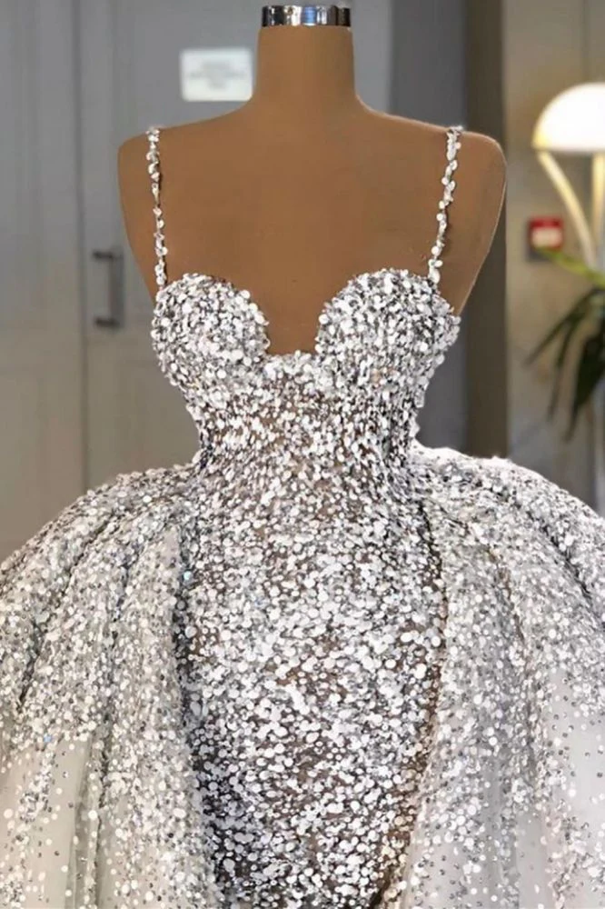 Glitter Mermaid Ball Gown Spaghetti Sequins Tulle party Gown - Image 2