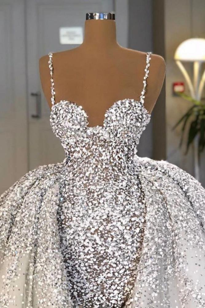 Glitter Mermaid Ball Gown Spaghetti Sequins Tulle party Gown - Image 4