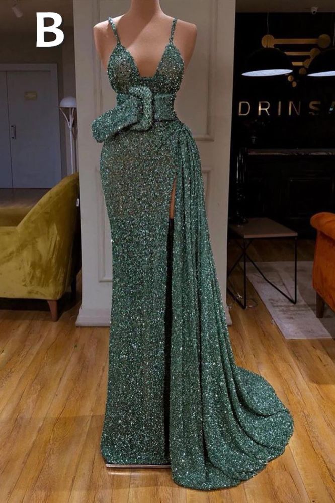 Glitter Off-the-Shoulder Slim Mermaid Prom Party GownsSleeveless Mermaid Evening Gowns - Image 2