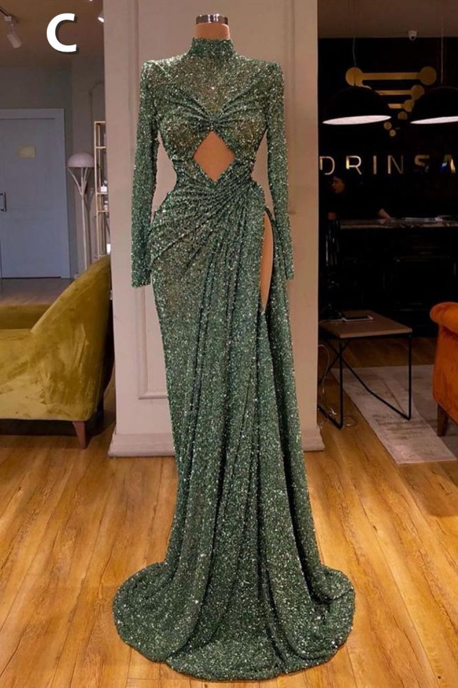 Glitter Off-the-Shoulder Slim Mermaid Prom Party GownsSleeveless Mermaid Evening Gowns - Image 3